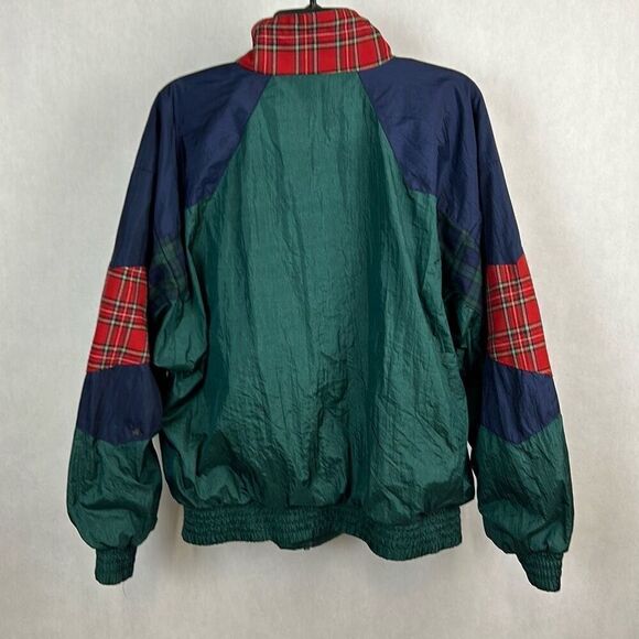 Vtg London Fog Windbreaker Jacket Sz Large Red Blue Plaid Patterns 80s 90s Track - Picture 5 of 11